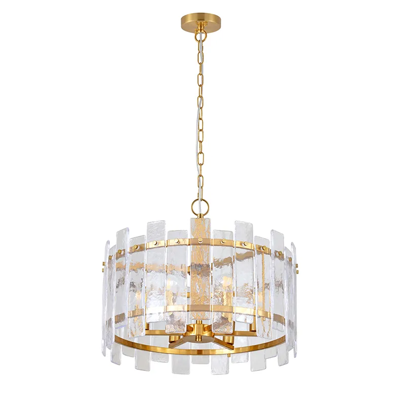 6-Light Textured Glass Cylinder ခေတ်မီ Chandelier