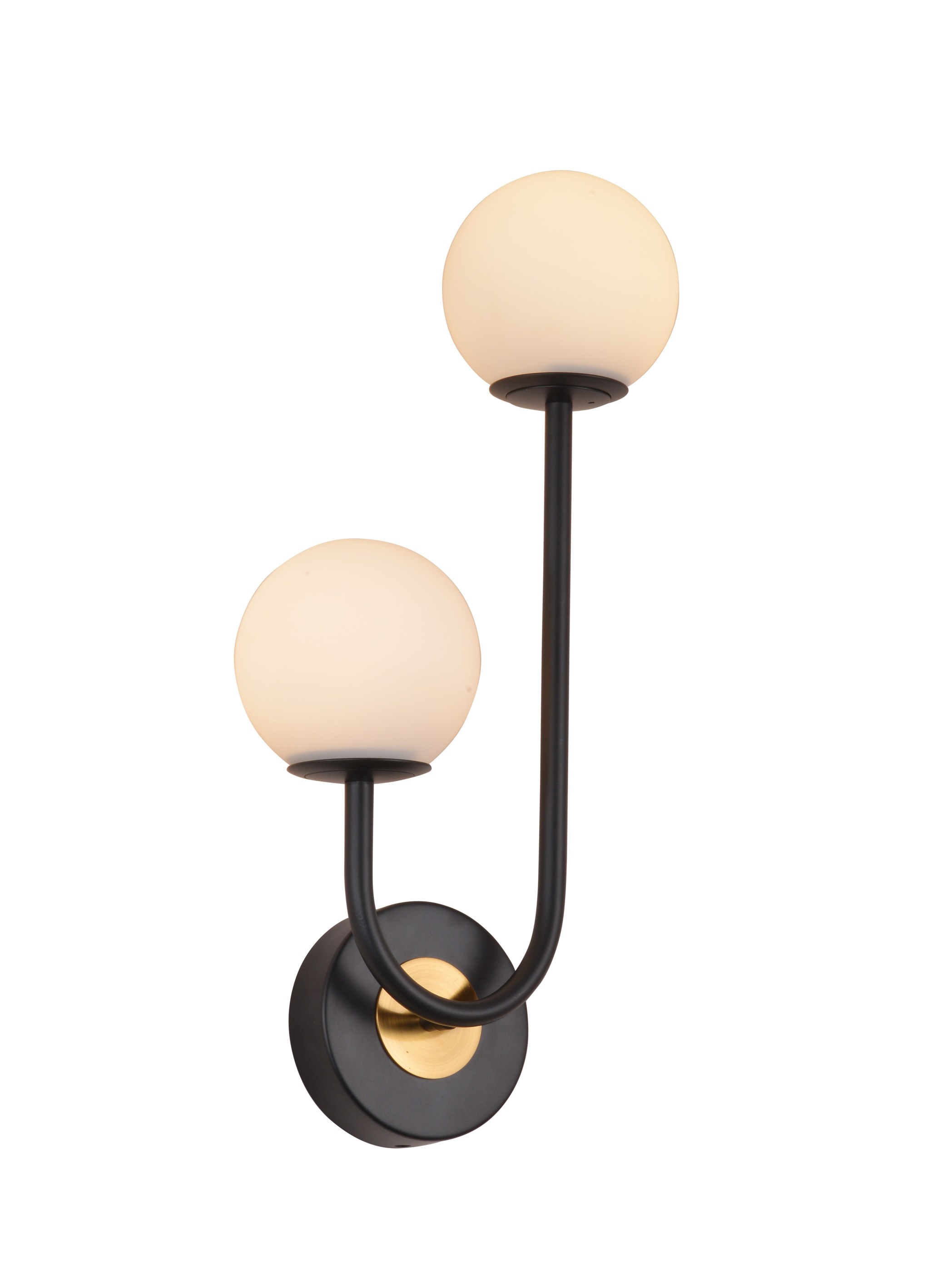 Mid-Century Opal Glass Globe Wall Lamp နှစ်ခု